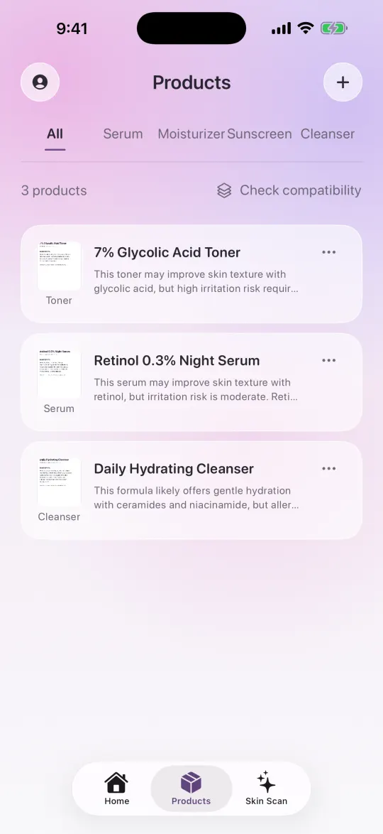 PoreIQ my products screen