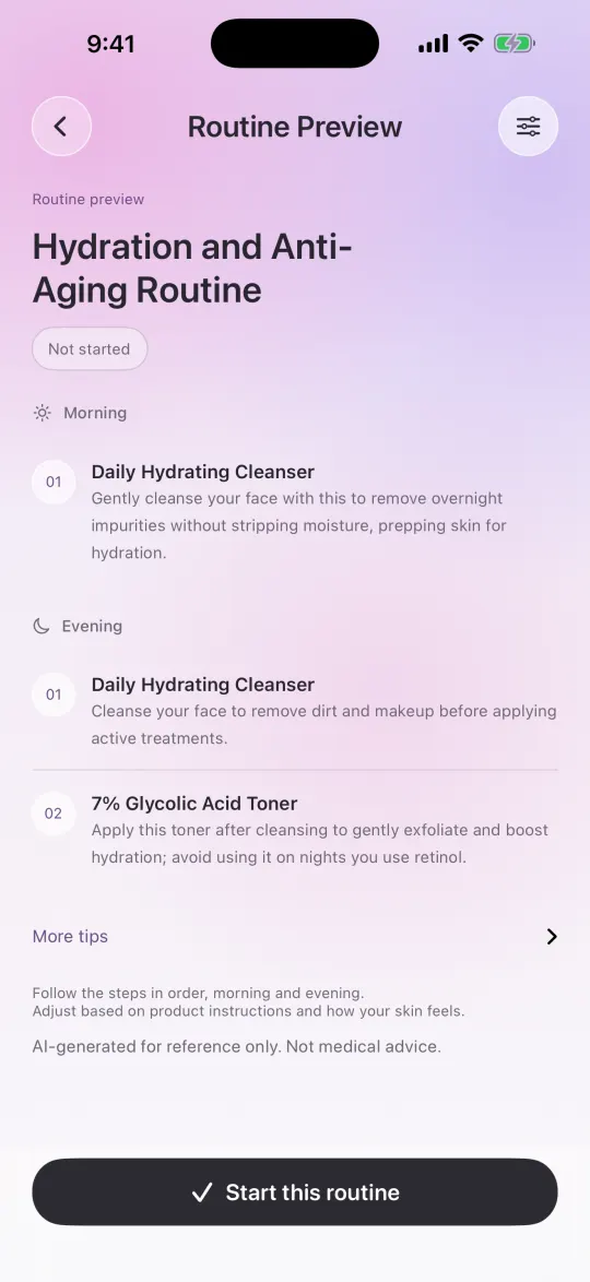 PoreIQ routine builder screen